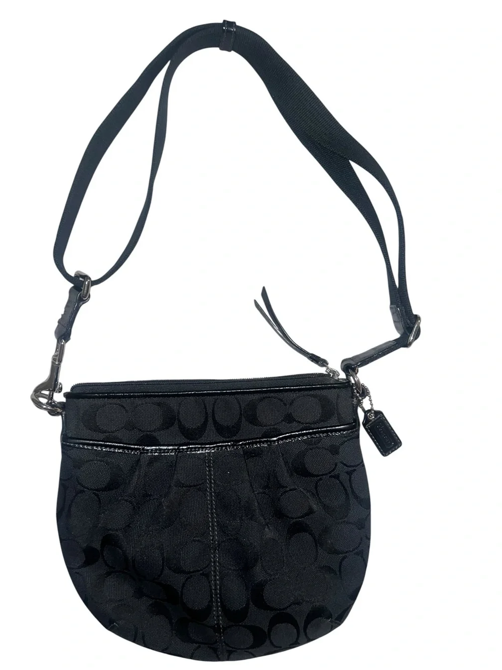 Coach Black Signature SoHo Hobo Jacquard Crossbody Bag